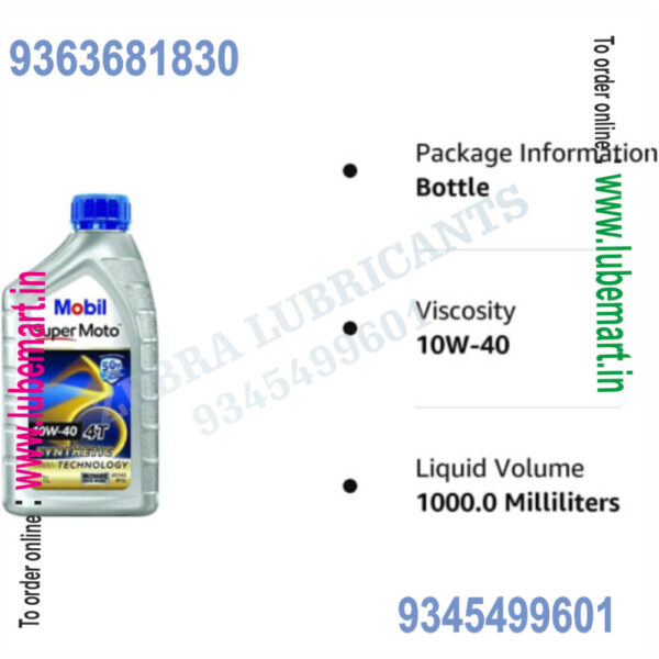 MOBIL SUPER MOTO 10 W-40 API SN 20 1LITRE 3