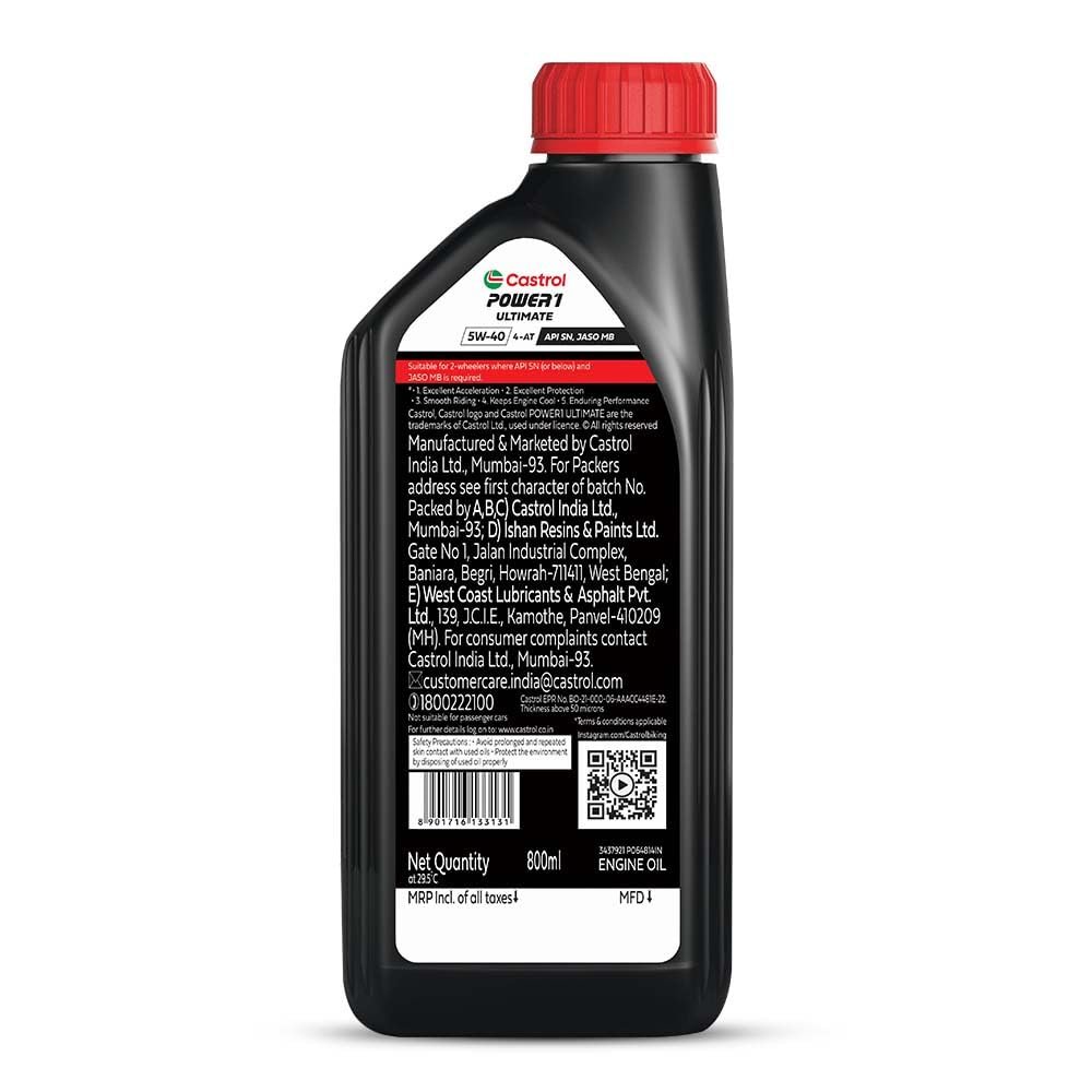 CASTROL POWER1 ULTIMATE SCOOTER(5W-40) - 800ml - Image 2